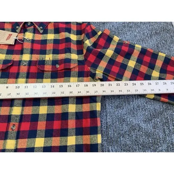 Fjallraven Flannel Shirt Mens Large Red Plaid Skog Slim Fit Long Sleeve Outdoor - Picture 9 of 10
